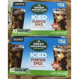 2 x Green Mountain Coffee Iced Pumpkin Spice Brew Limited Keurig 10 K-Cup Pods